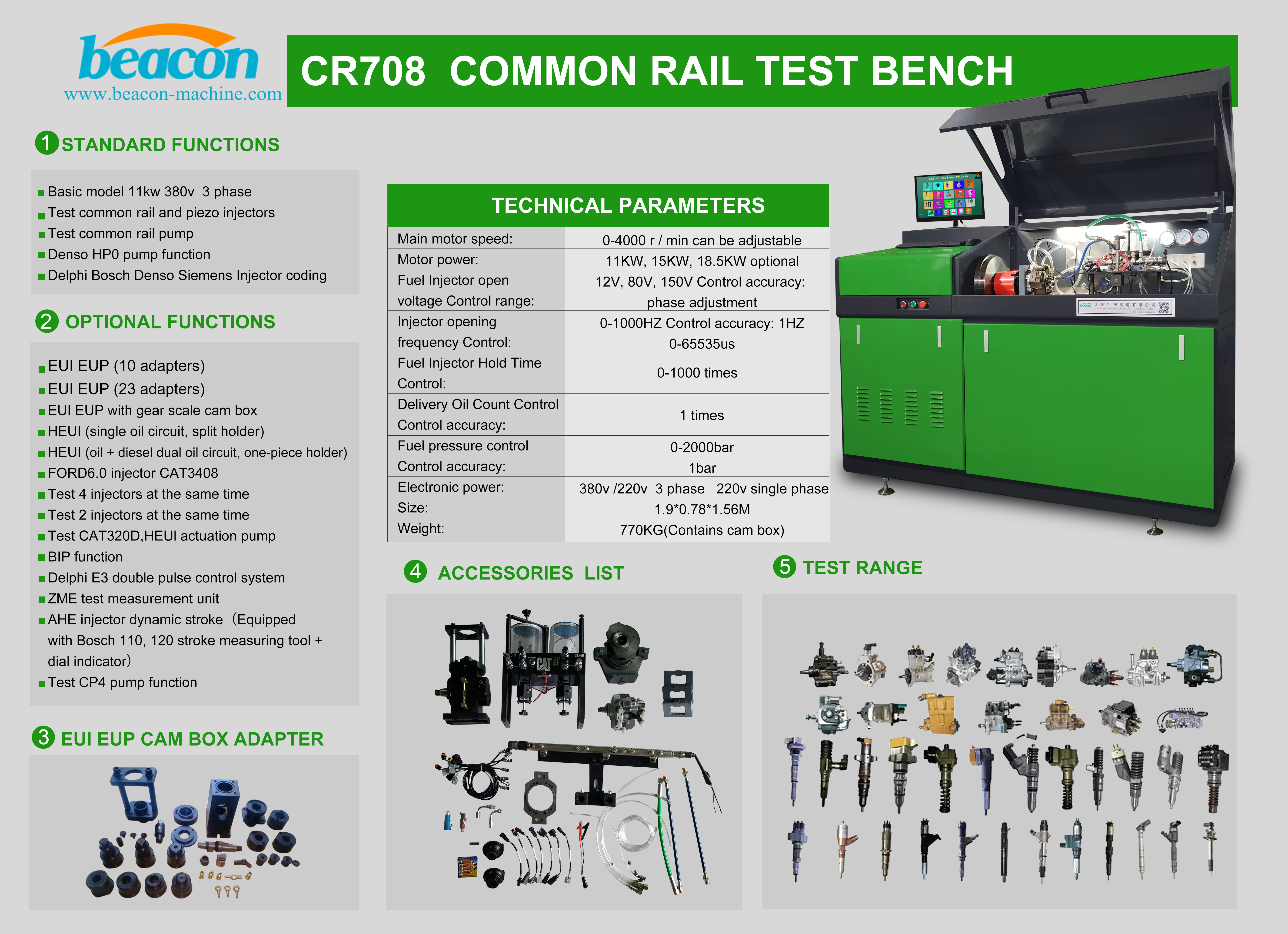 BC-CR708 EUI EUP HEUI common rail injector pump test bench
