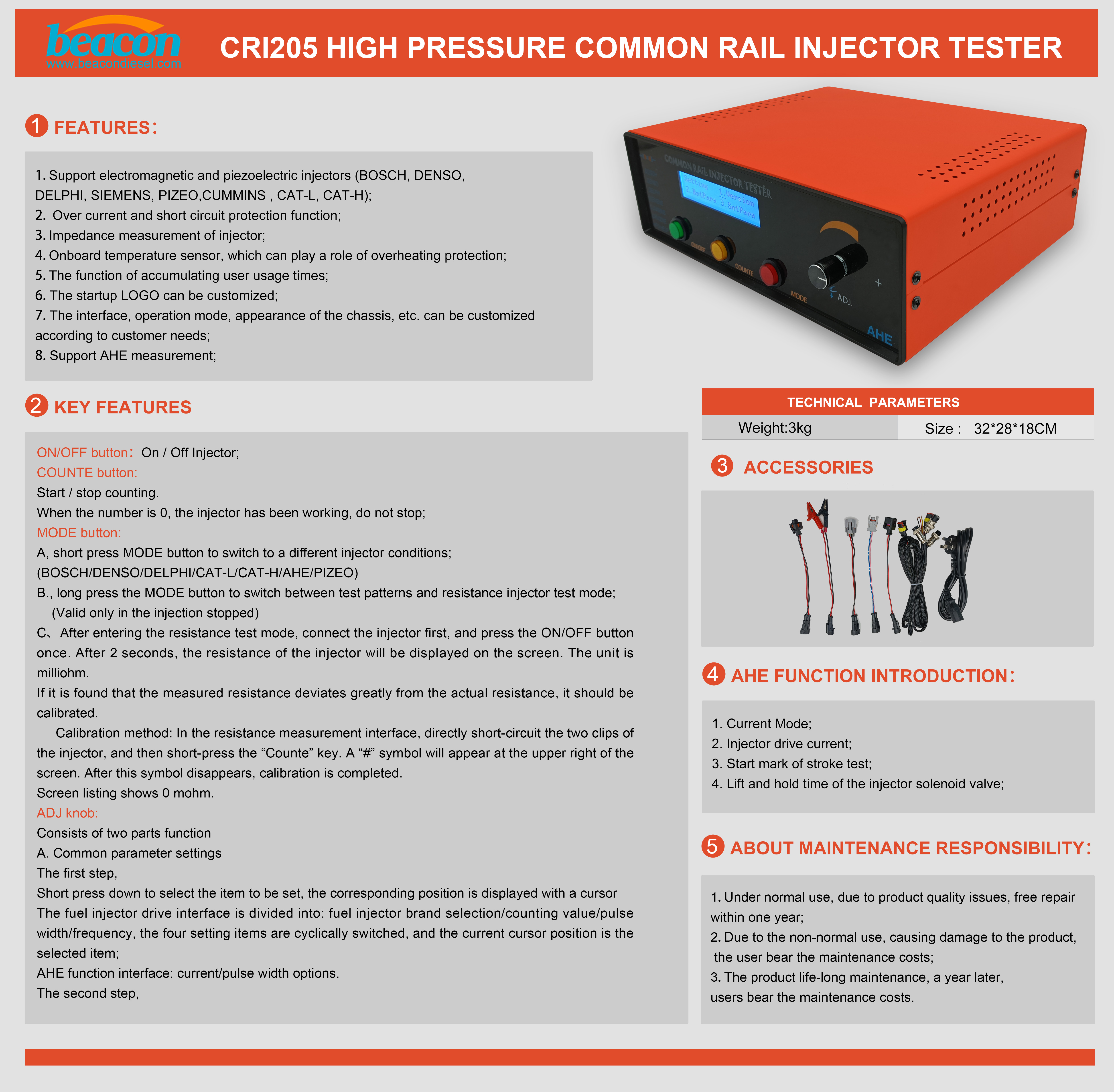 Beacon CRI205 Common Rail Injector Stroke Tester Multifunction Professional Diesel Fuel Injection Tester Toolsupports Electromagnetic And Piezoelectric Injectors And Supports Ahe Measurement