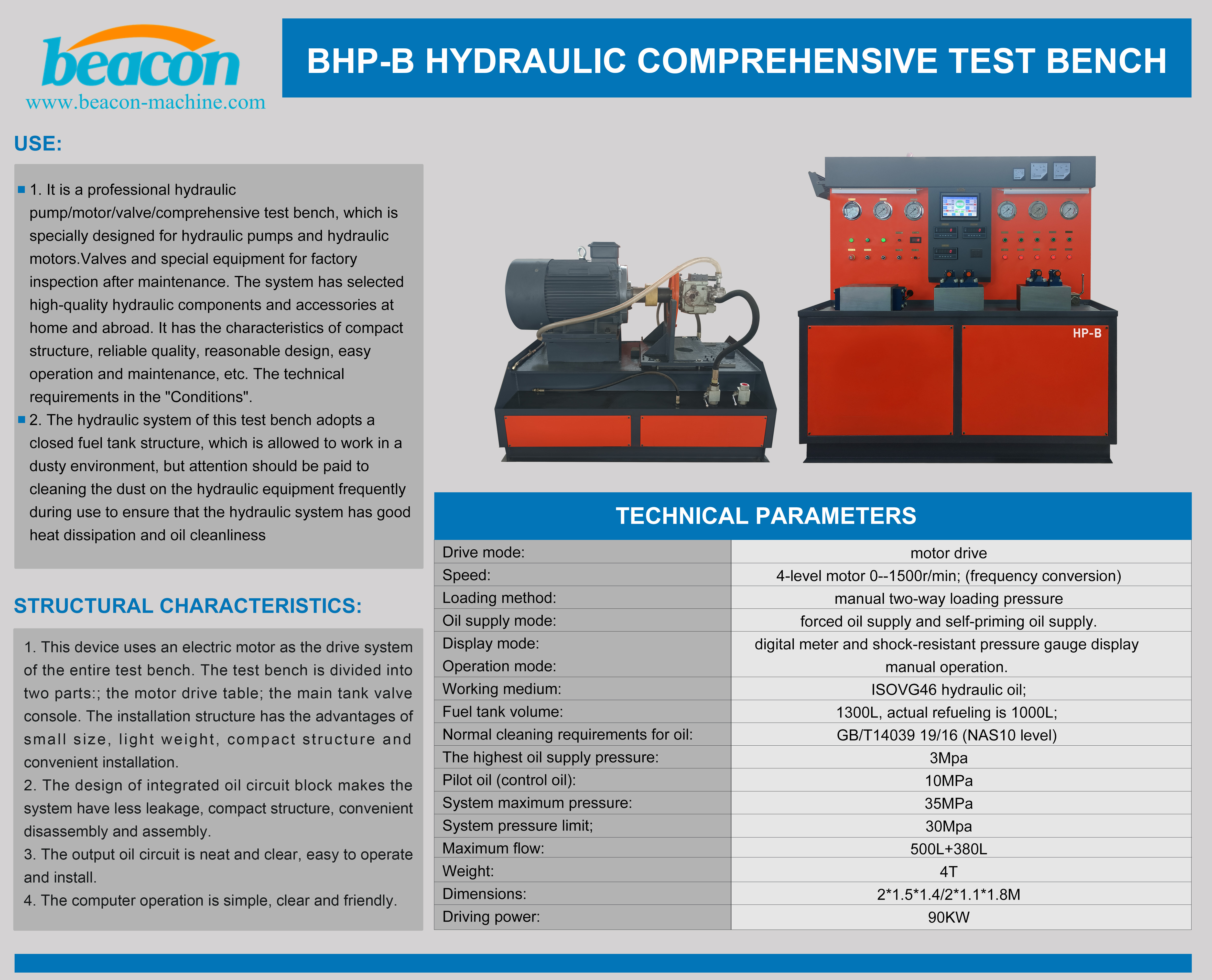 Hydraulic pump hydraulic motor test bench HP-B