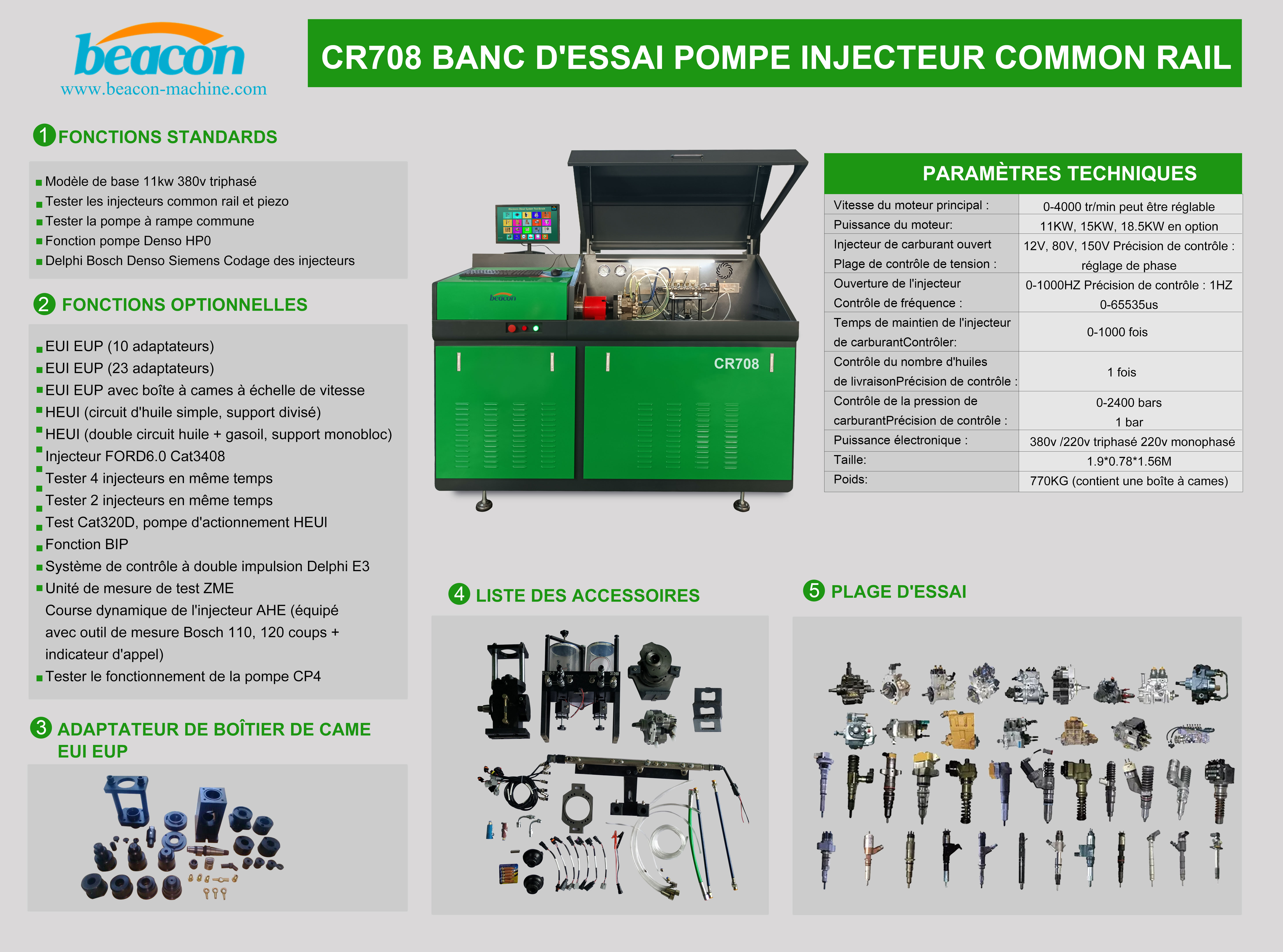 Common rail test bench CR708 common rail diesel injection pump test bench CR708L EUI EUP HEUI testing machine
