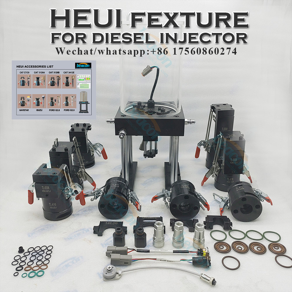 BEACON MACHINE Diesel Injector And Pump Tester HEUI HEUP CAT Common Rail Injector Fexture Set