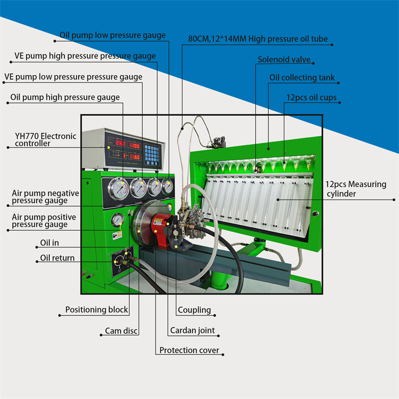 12PSB+D Fuel Injection Pump Test Bench Mechanical Diesel Pump Calibration Machine