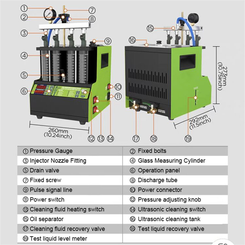 Factory OEM V309 110V 220V 4 Cylinder Gdi High Pressure Car Fuel Injector Cleaner Clean Tester Injector Machine  