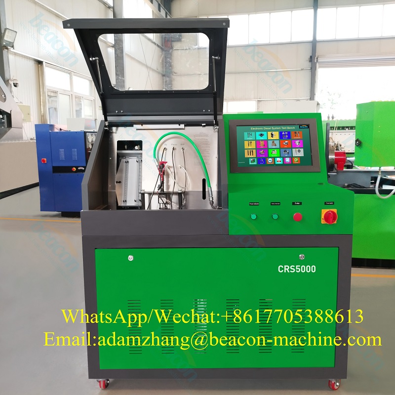 CRS5000S common rail diesel fuel injector calibration machine tested with measuring cup and flow meter both