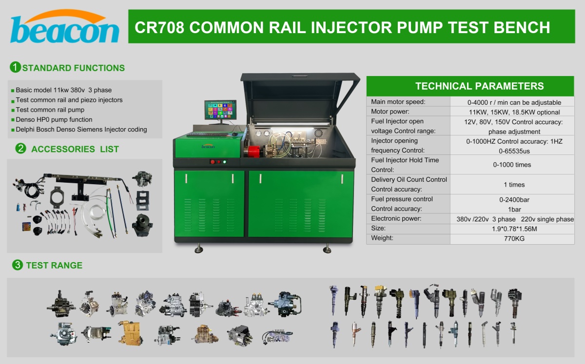 BC-CR708 Common Rail Injector Pump Test Bench
